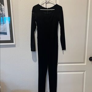 Guess Black Mesh Long Sleeve Jumpsuit